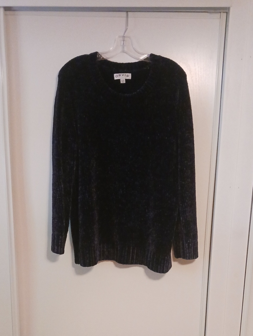 Orvis Black Chenille Scoop Neck Sweater